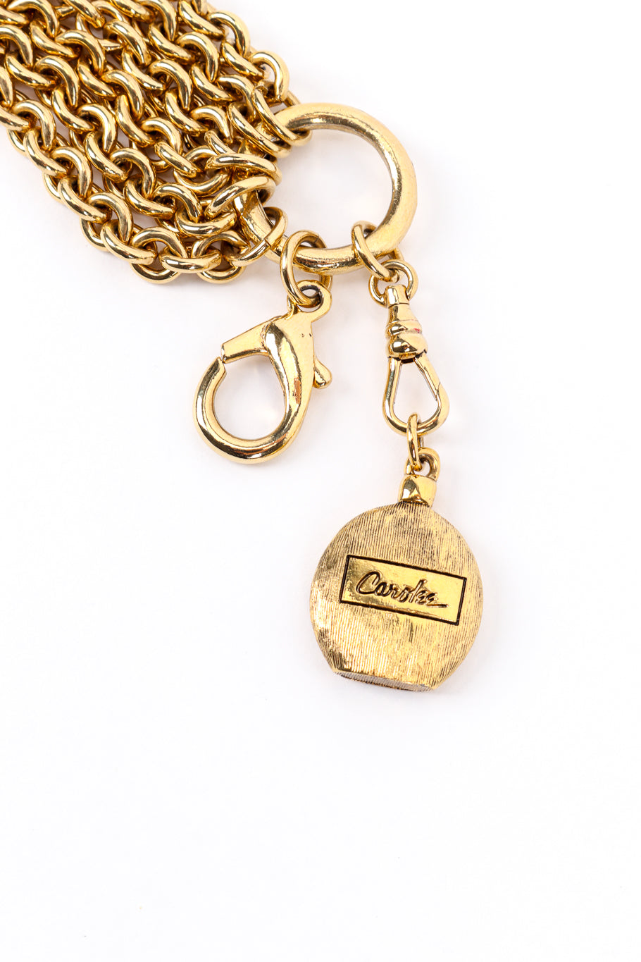 Vintage Carolee 6-Strand Rolo Link Necklace signature charm @recess la