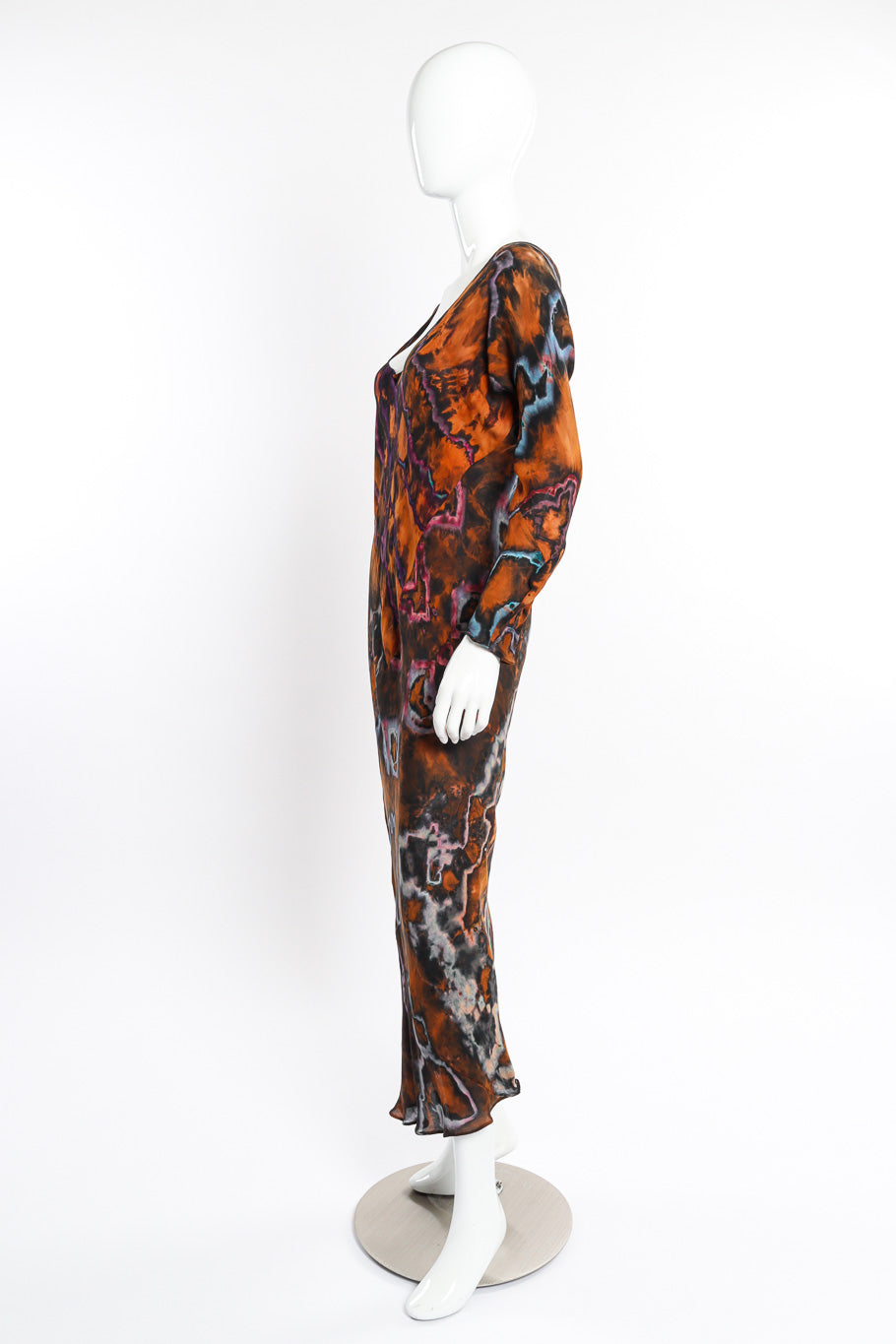 Silk Tie-Dye Bias Dress by Carter Smith on mannequin side @recessla