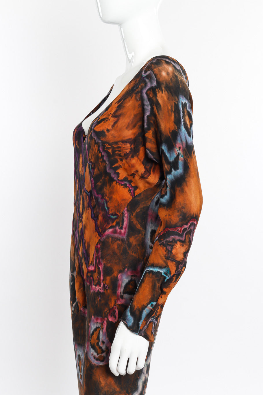 Silk Tie-Dye Bias Dress by Carter Smith on mannequin sleeve close  @recessla