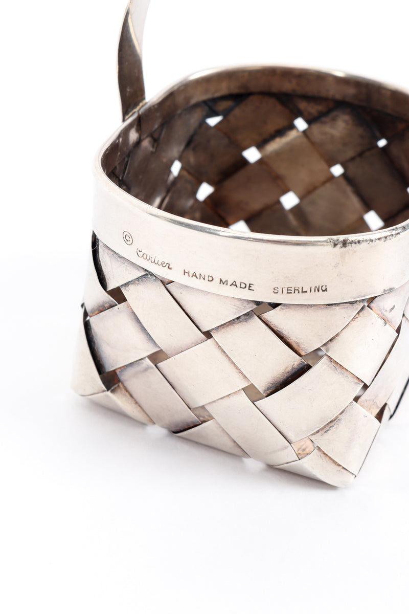 Vintage Cartier Sterling Woven Basket I signature closeup @recess la