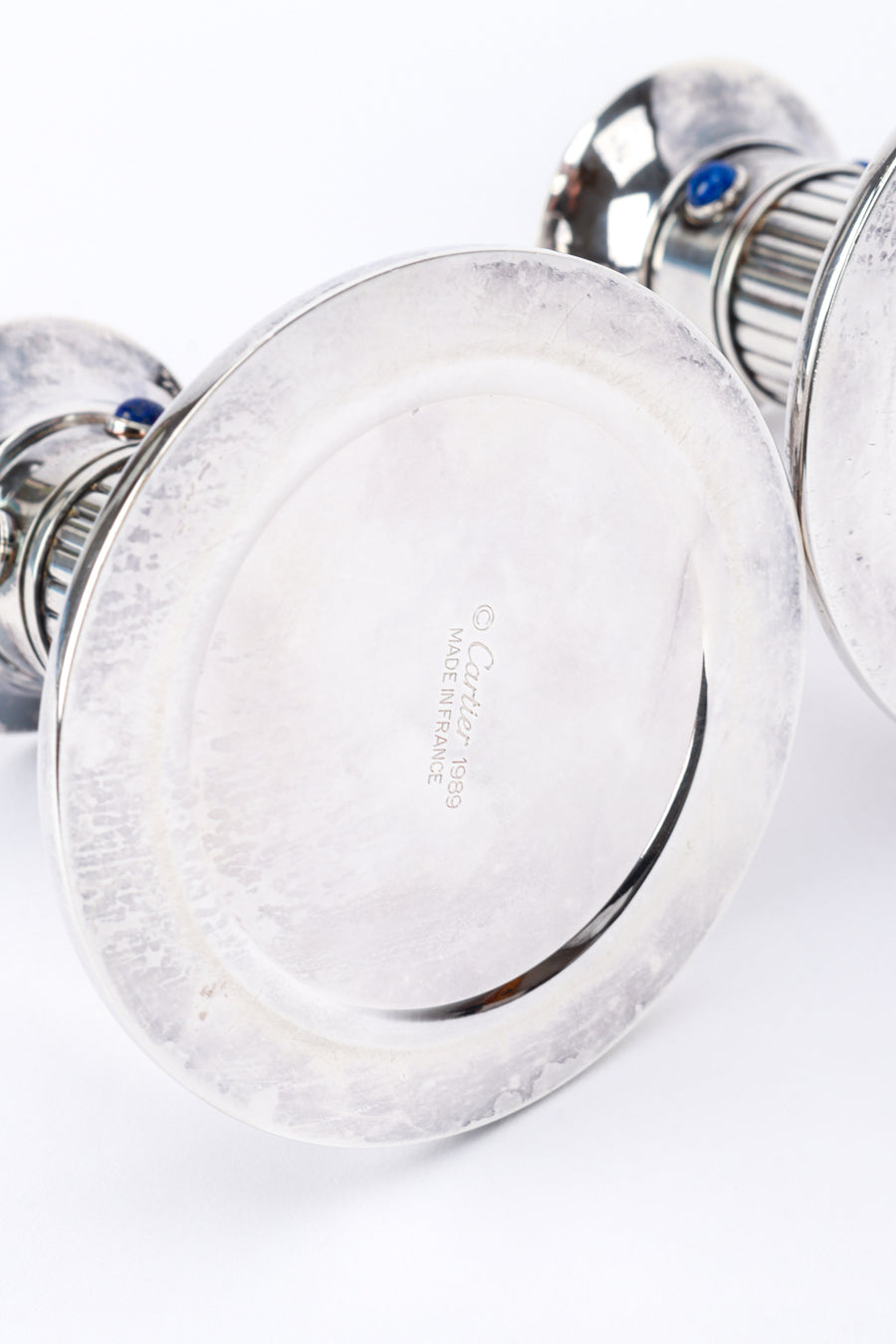 Vintage Cartier Pair of Silver Plated Lapis Candle Holders – Recess