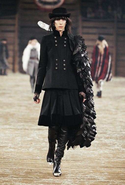 Chanel Military Jacket & Skirt Set on model on 2014 runway