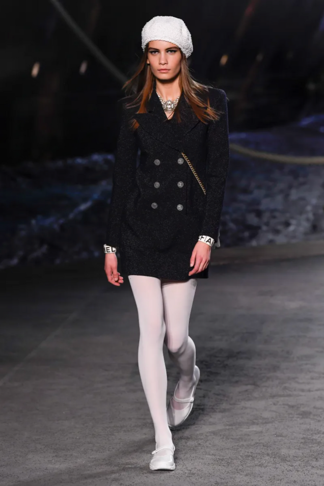 2019C Lamé Tweed Blazer by Chanel on model on 2019 runway 