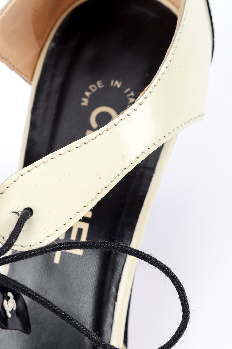 Vintage Chanel Lace Up Heels scuff mark closeup @recessla