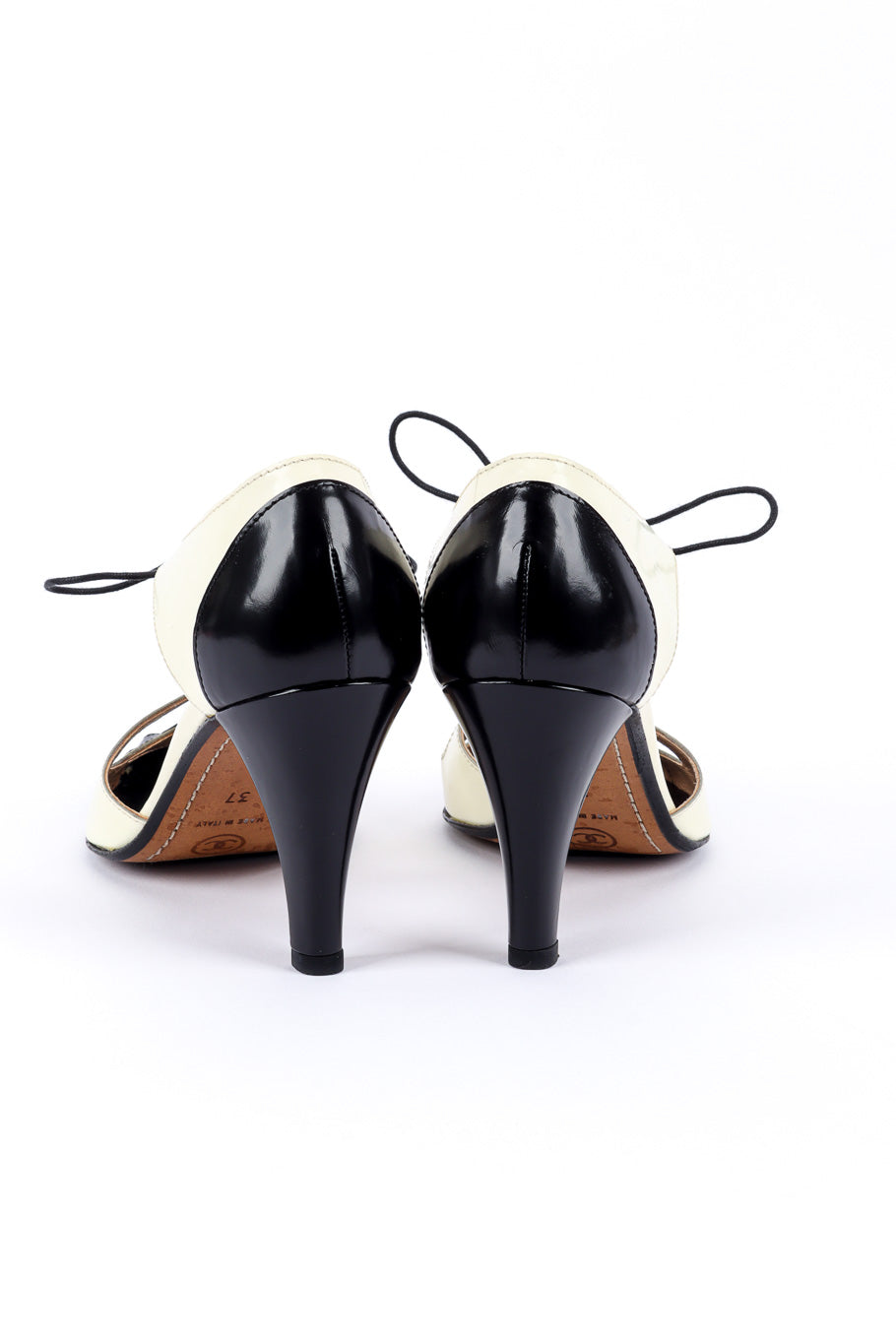 Vintage Chanel Lace Up Heels back heel view @recessla
