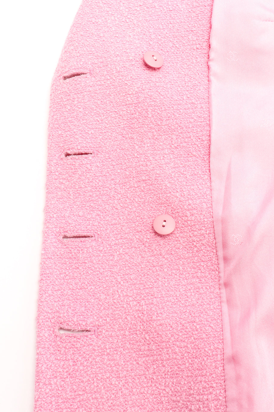 Bouclé knit longline jacket by Chanel inside buttons @recessla