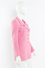 Bouclé knit longline jacket by Chanel on mannequin side @recessla