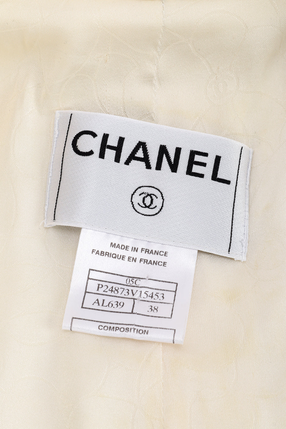 Vintage Chanel 2005 Cruise Woven Skirt Suit jacket signature label @recessla