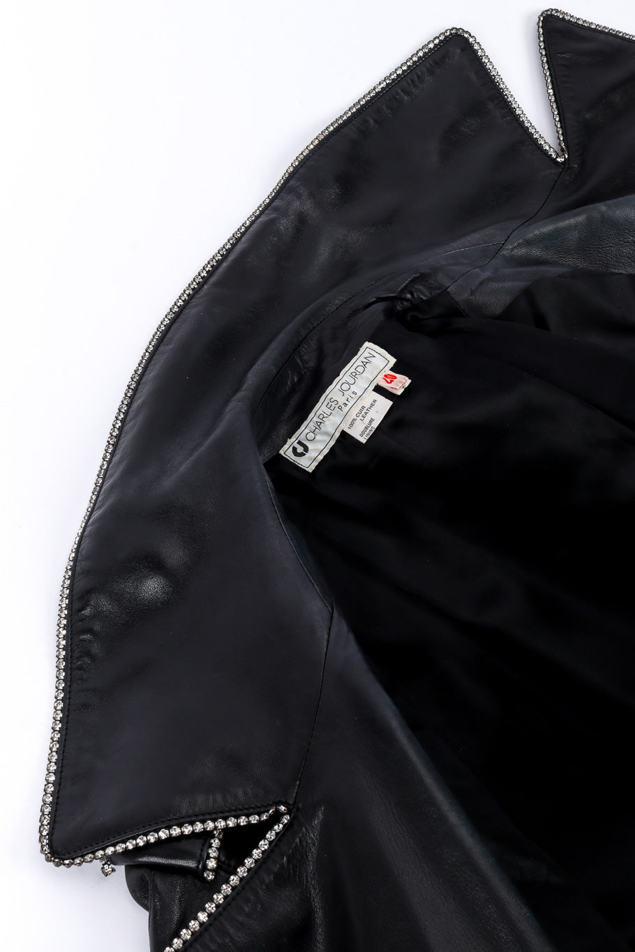 Vintage Charles Jourdan Leather Rhinestone Jacket collar @recessla