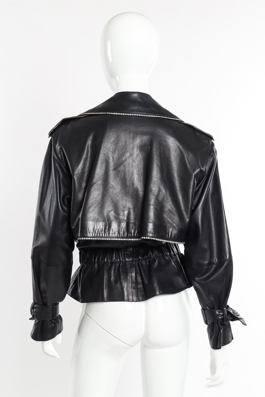 Vintage Charles Jourdan Leather Rhinestone Jacket back on mannequin @recessla
