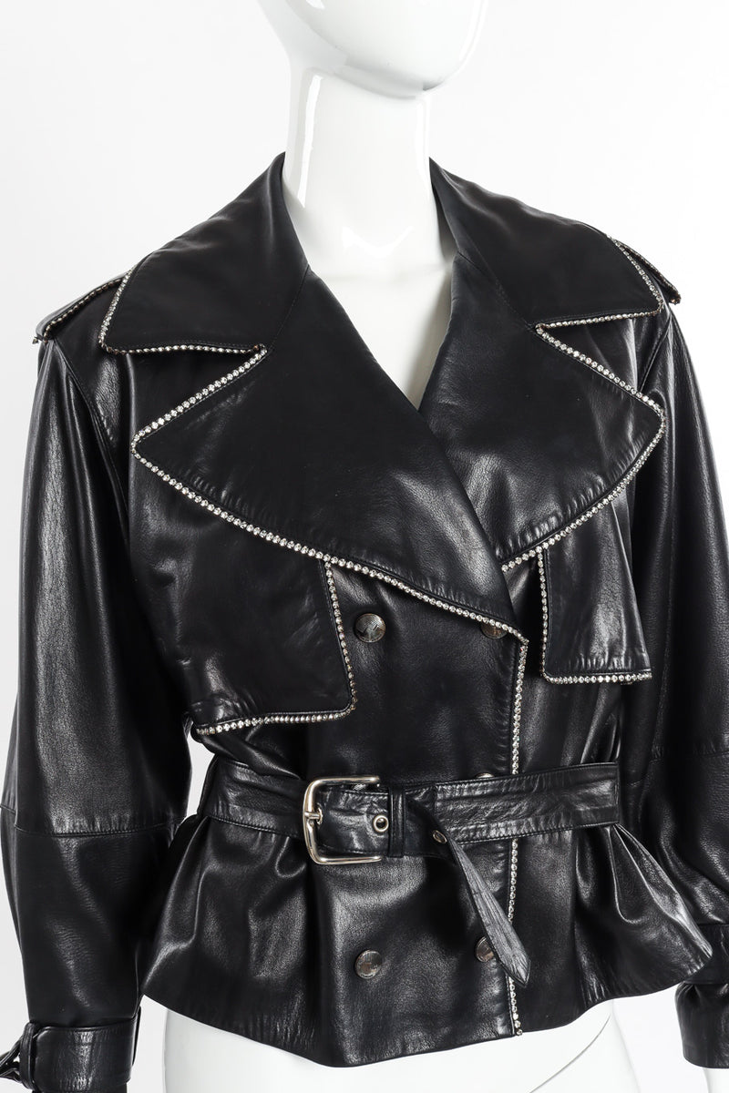 Vintage Charles Jourdan Leather Rhinestone Jacket – Recess