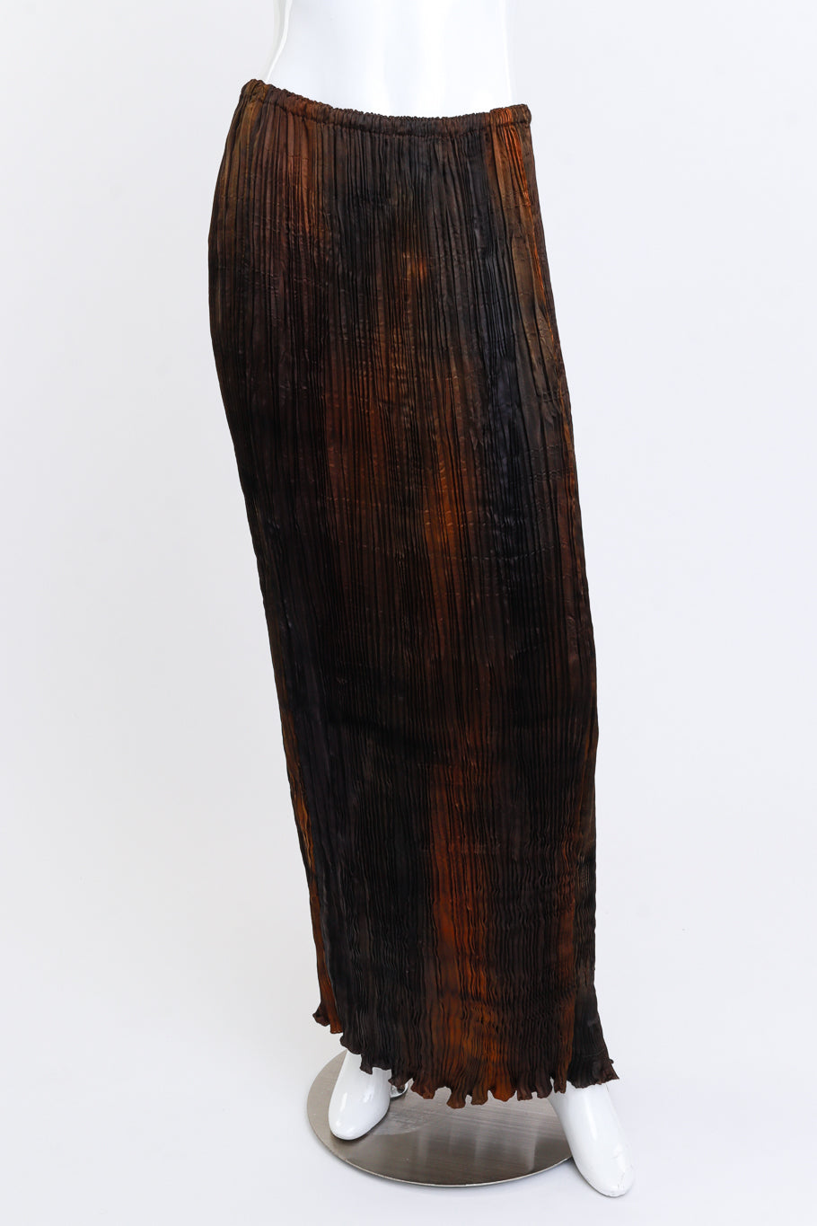 Vintage Patricia Lester Long Pleated Silk Skirt front on mannequin @recess la