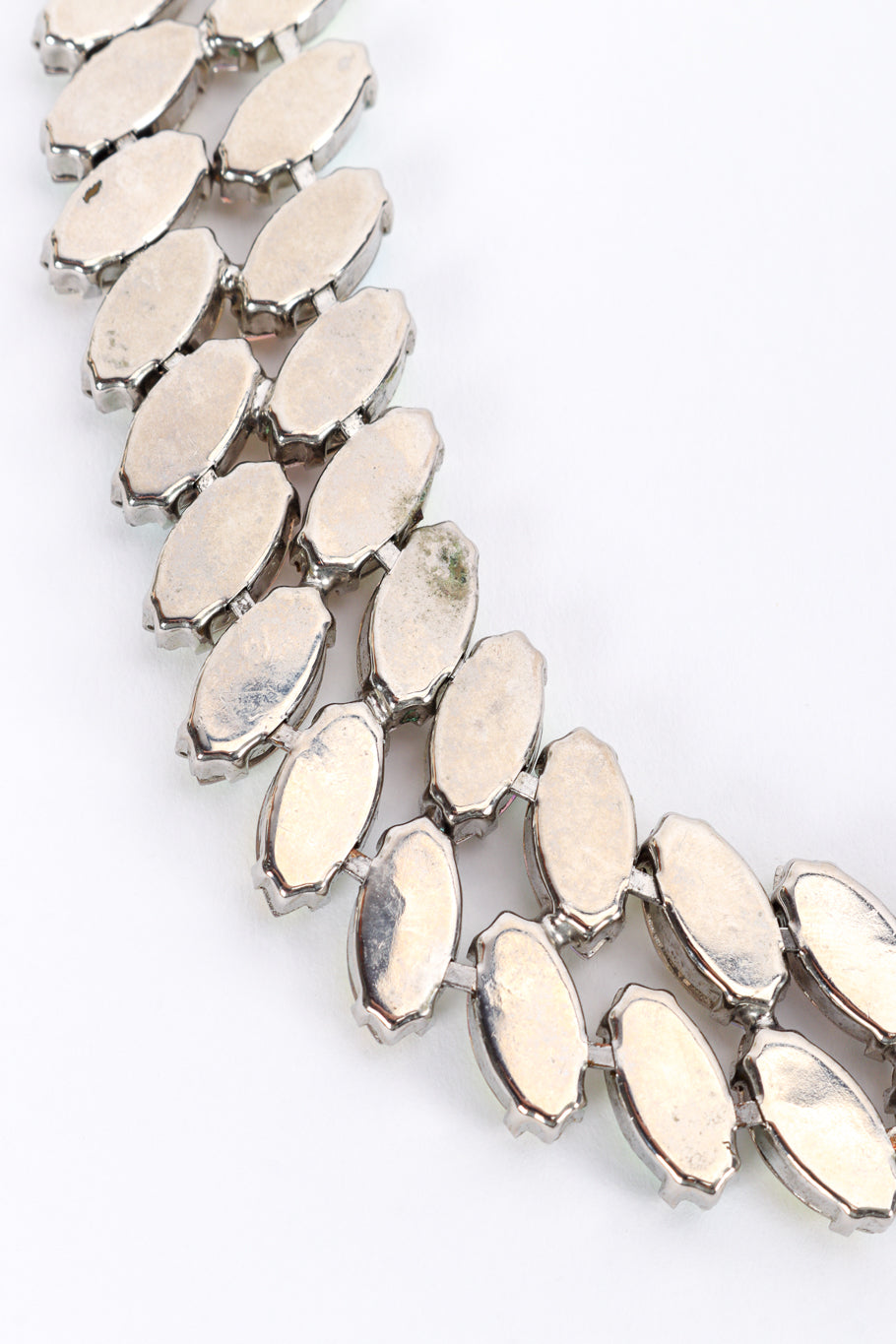 Vintage Kirks Folly Aurora Crystal Marquise Collar Necklace back links closeup @recessla