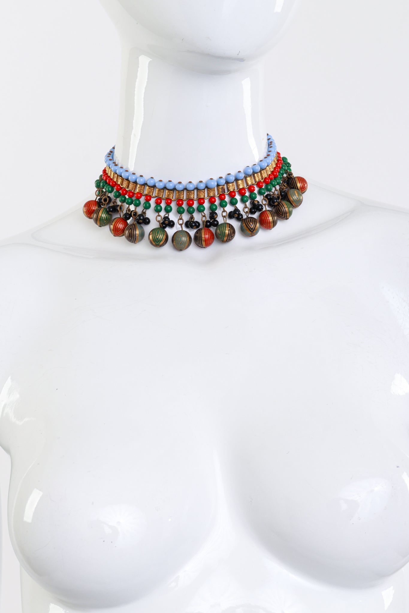 Vintage Beaded Dangle Choker on mannequin @recess la