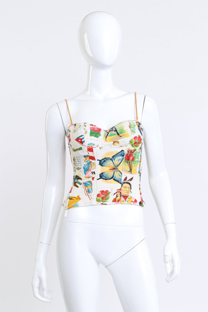 Christian Dior 2002 S/S Stamp Print Bustier front on mannequin @recess la