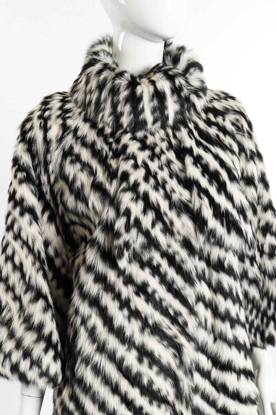 Vintage Christian Dior Striped Fur Coat collar up closeup @recessla