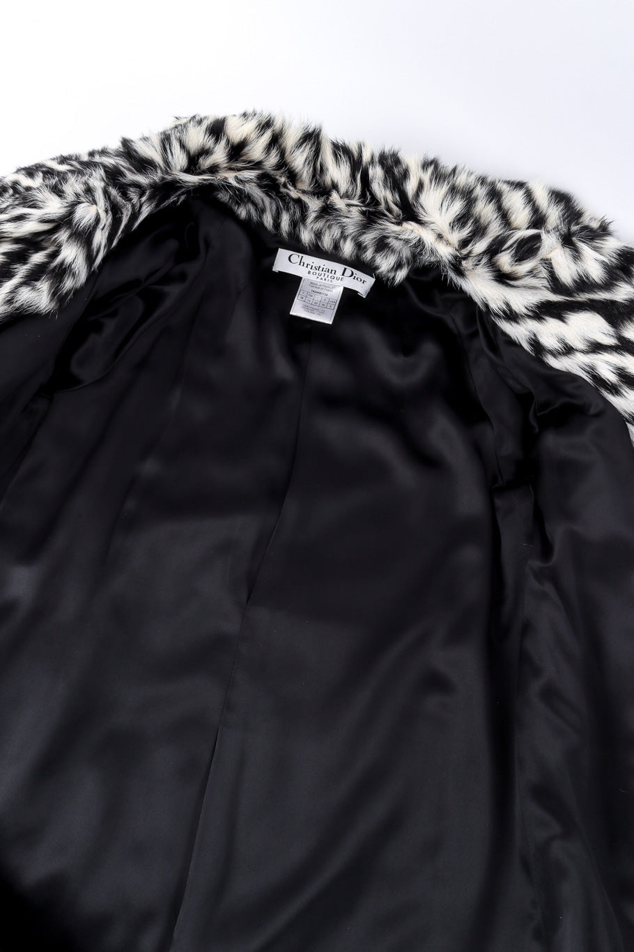 Vintage Christian Dior Striped Fur Coat view of lining @recessla
