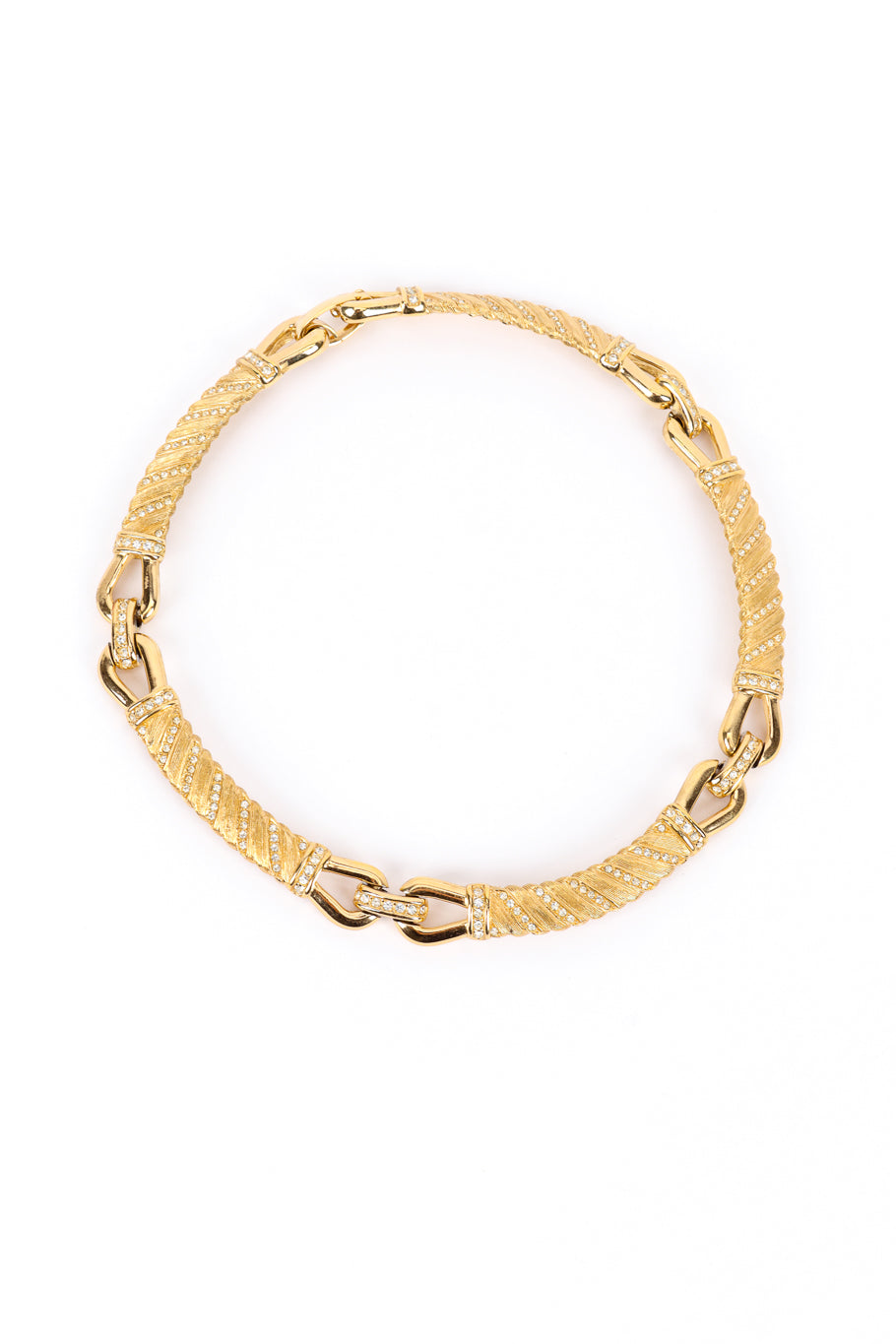 Vintage Christian Dior Crystal Bar Link Collar Necklace front @recess la