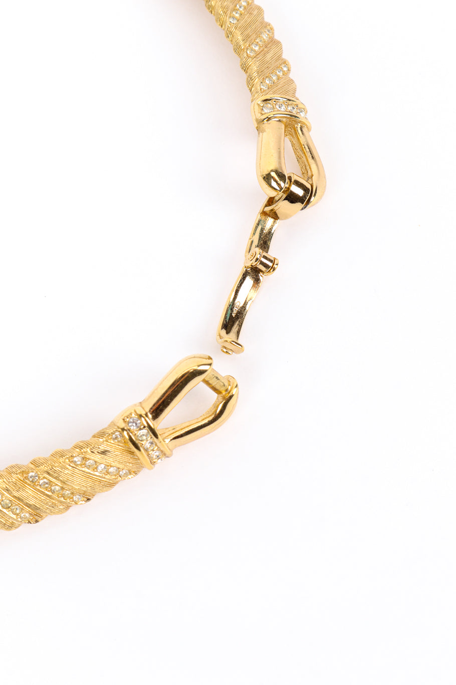 Vintage Christian Dior Crystal Bar Link Collar Necklace closure clasp open @recess la