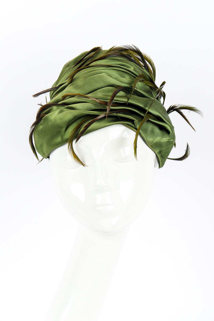 Vintage Christian Dior Feather Turban II front on mannequin @recess la
