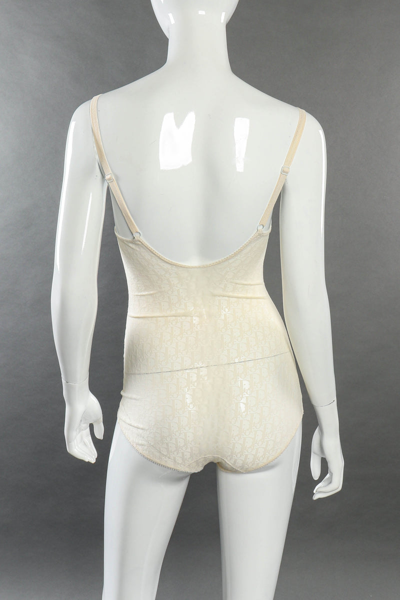 Vintage Dior Mesh Monogram Bodysuit back on mannequin @recessla
