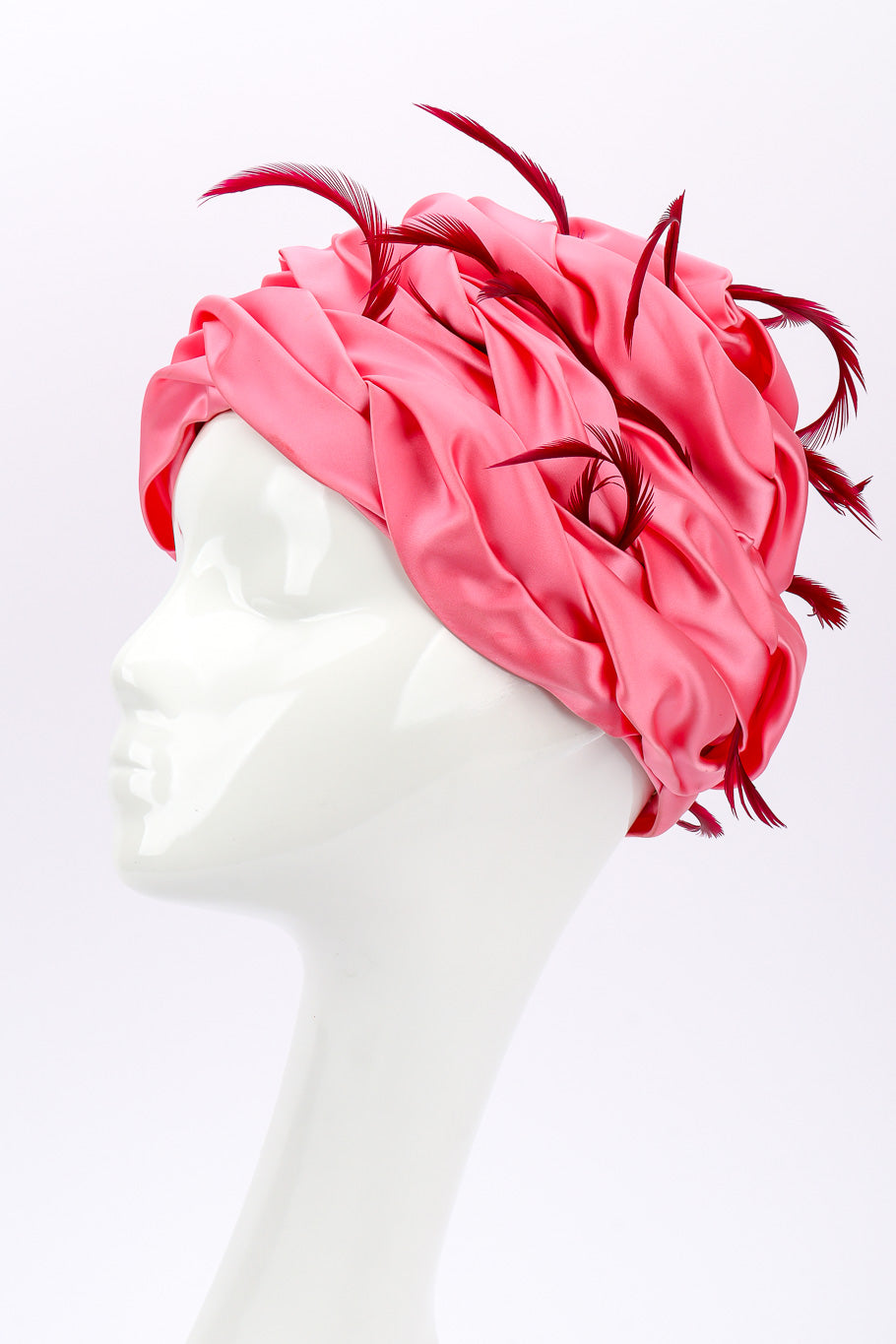Vintage Christian Dior Feather Turban side view on mannequin @Recessla
