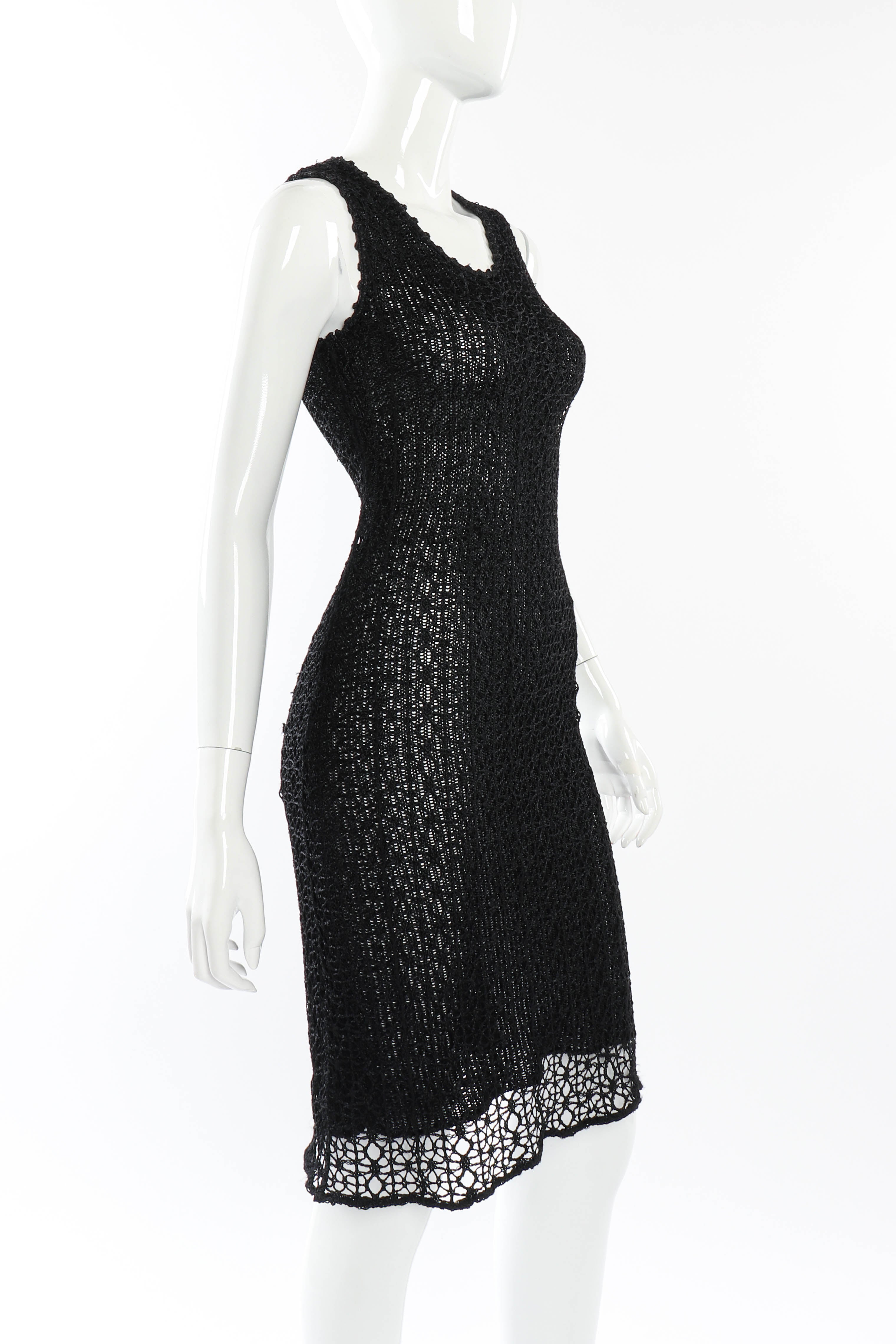 Vintage Christian Lacroix Open Knit Crochet Dress side on mannequin @recessla