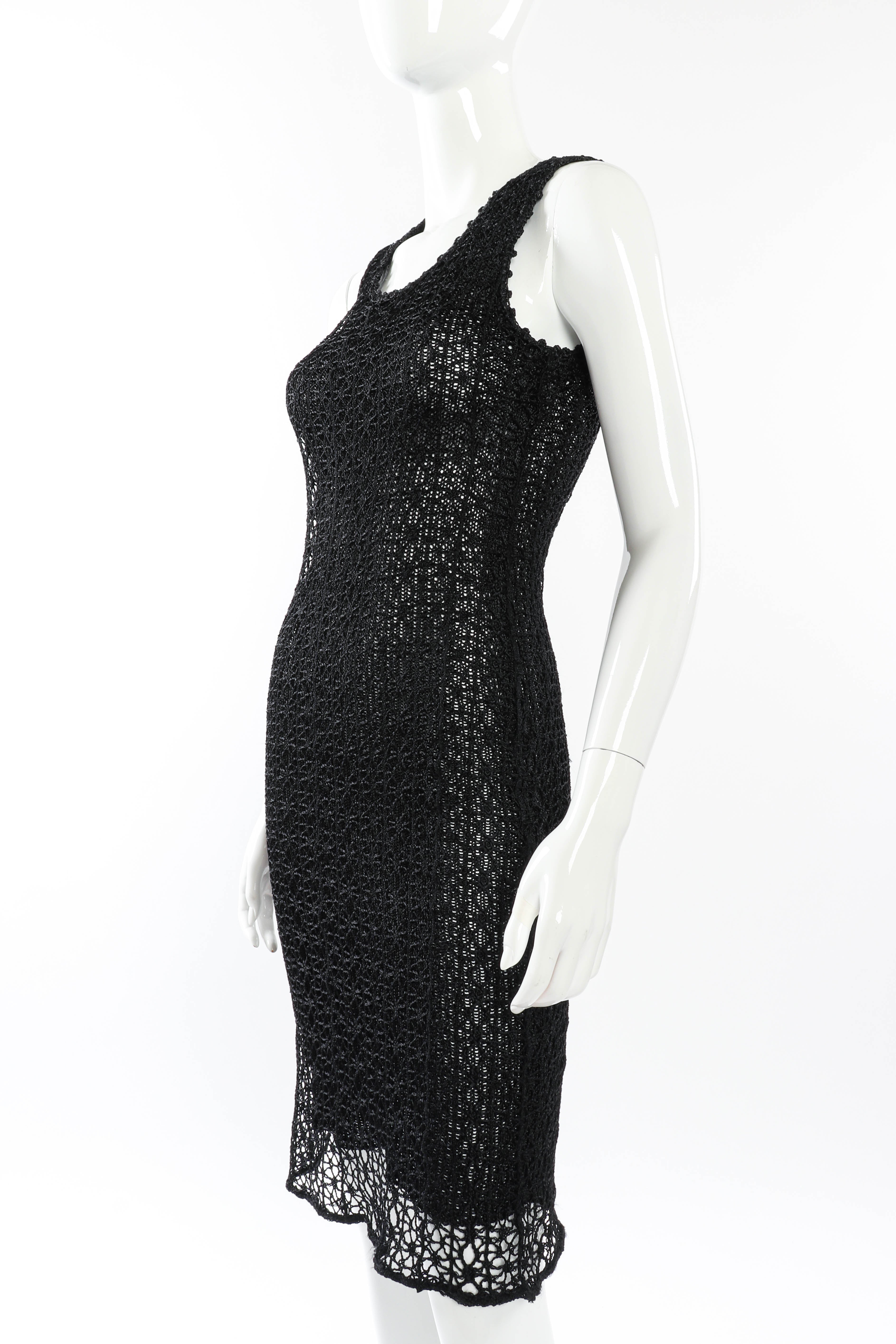 Vintage Christian Lacroix Open Knit Crochet Dress 3/4 front on mannequin @recessla
