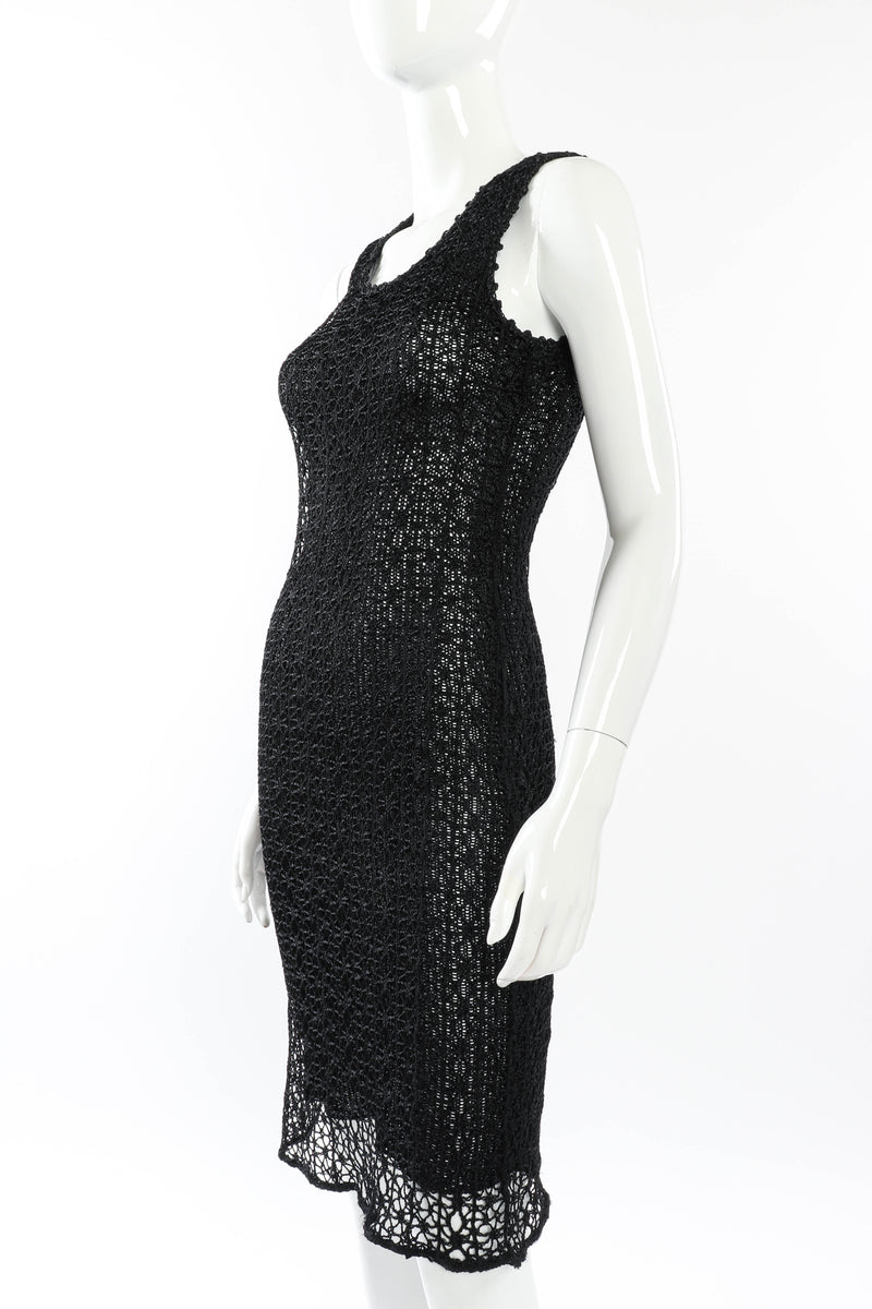 Vintage Christian Lacroix Open Knit Crochet Dress 3/4 front on mannequin @recessla