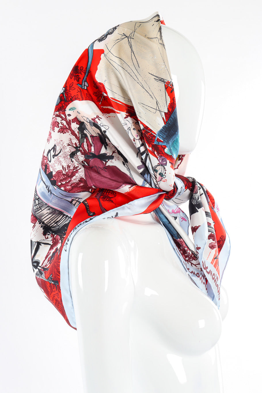 Christian Lacroix Couture Sketch Silk Scarf on mannequin @recessla