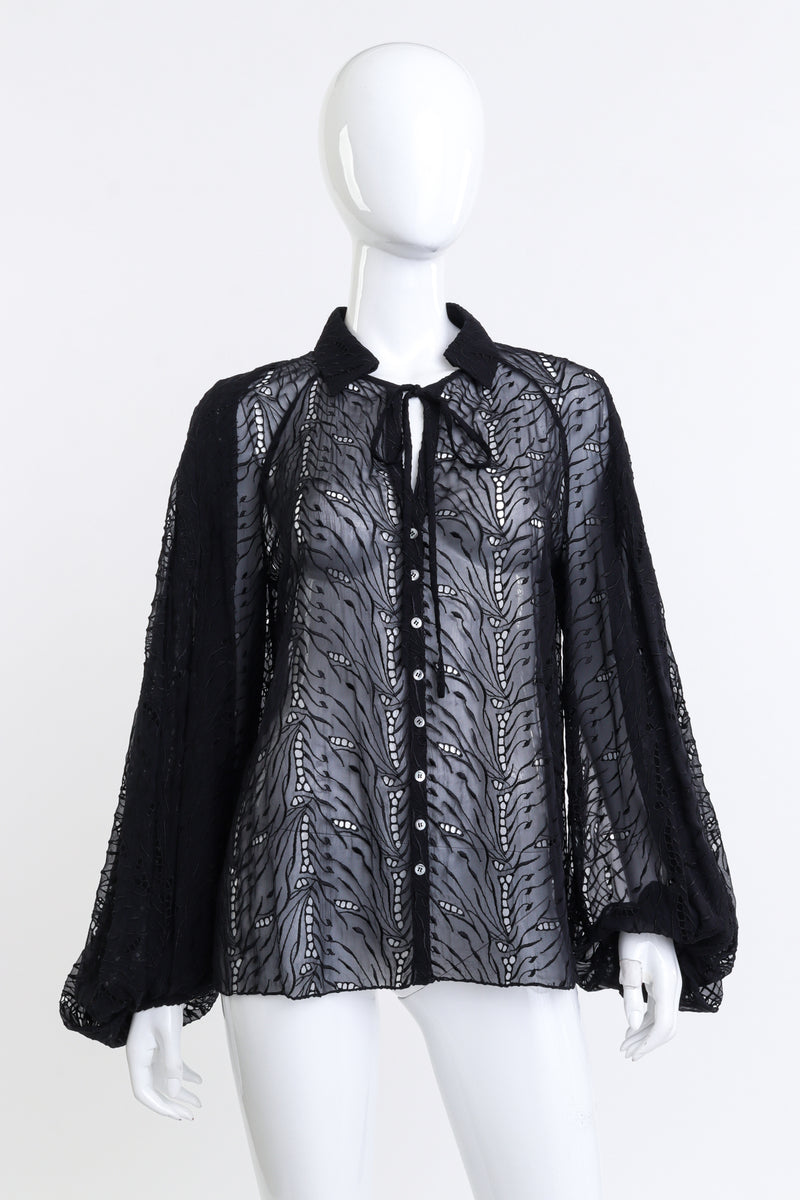 Christian Lacroix Eyelet Lace Bishop Blouse front on mannequin @recess la