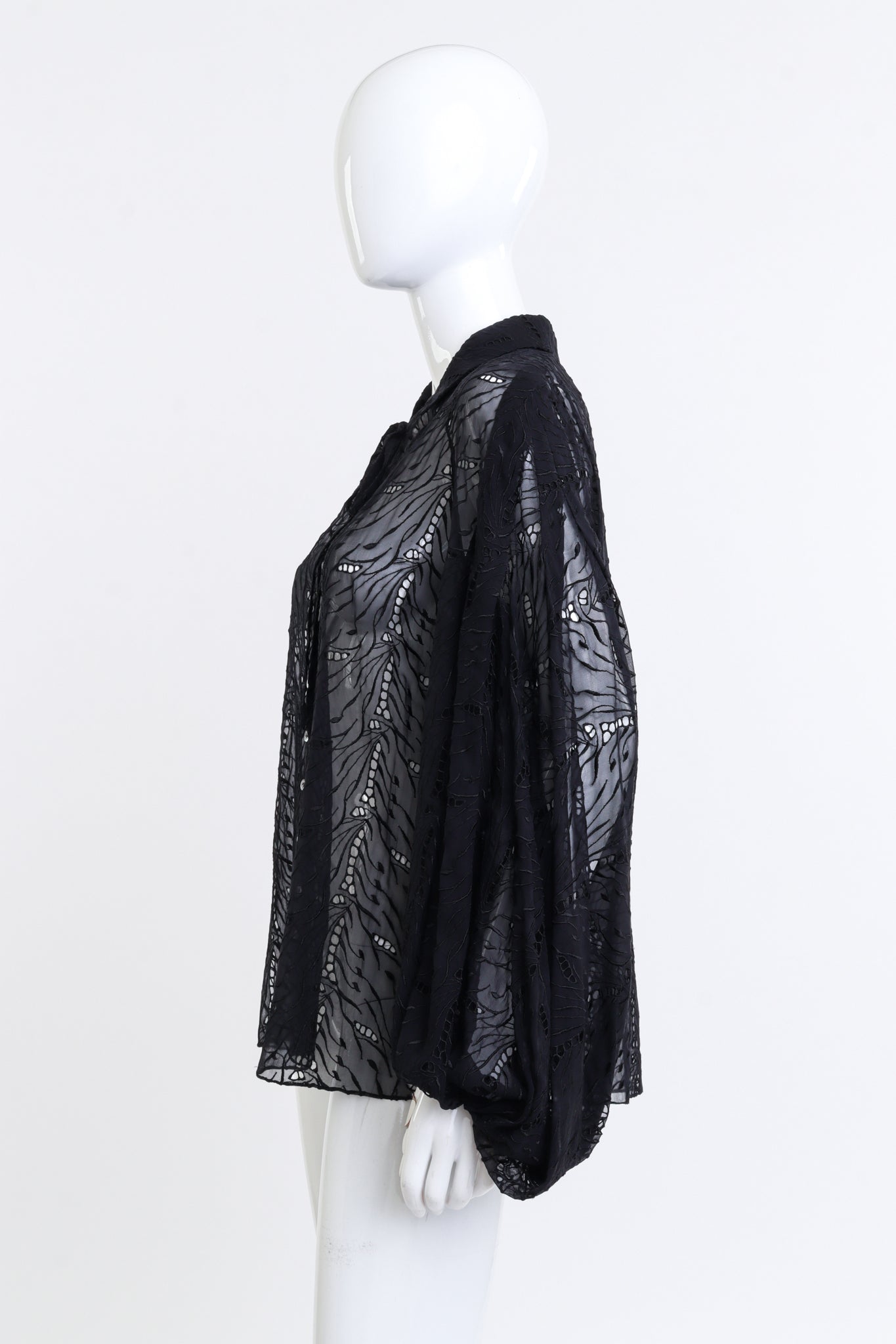 Christian Lacroix Eyelet Lace Bishop Blouse side on mannequin @recess la