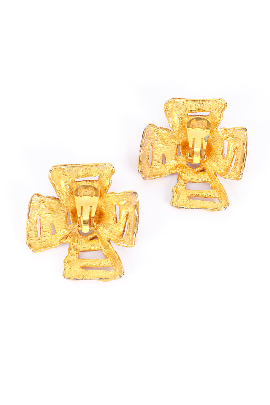 Christian Lacroix Golden Maltese Cross Earrings backs @RECESS LA