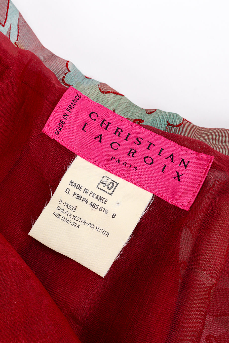 Vintage Christian Lacroix Silk Fleur Ball Skirt signature label @recess la