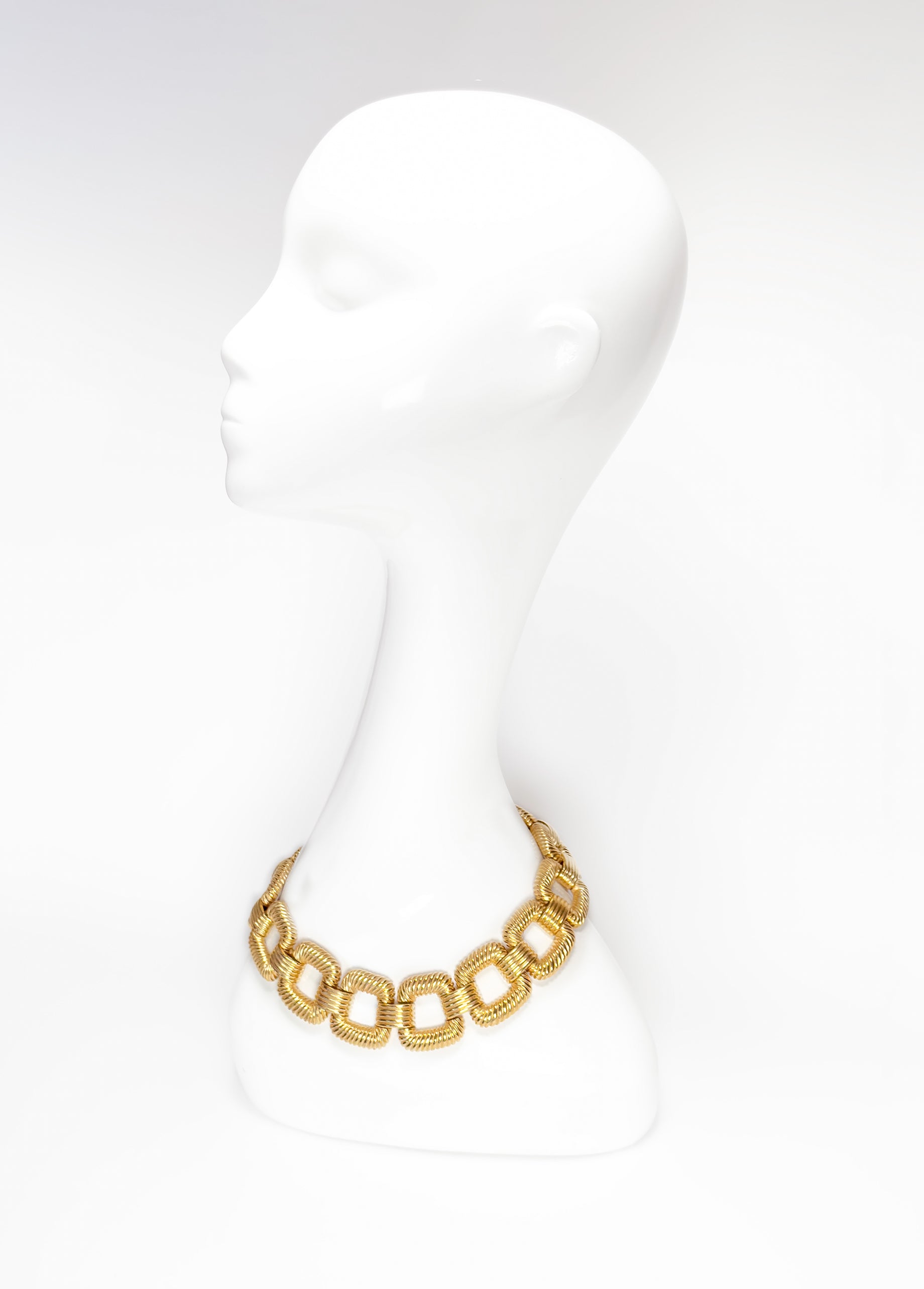 Vintage Ciner Twist Square Link Collar Necklace on mannequin @recess la