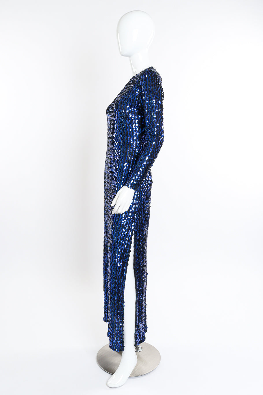 One-Shoulder Sequin Column Dress by Climax on mannequin side @recessla