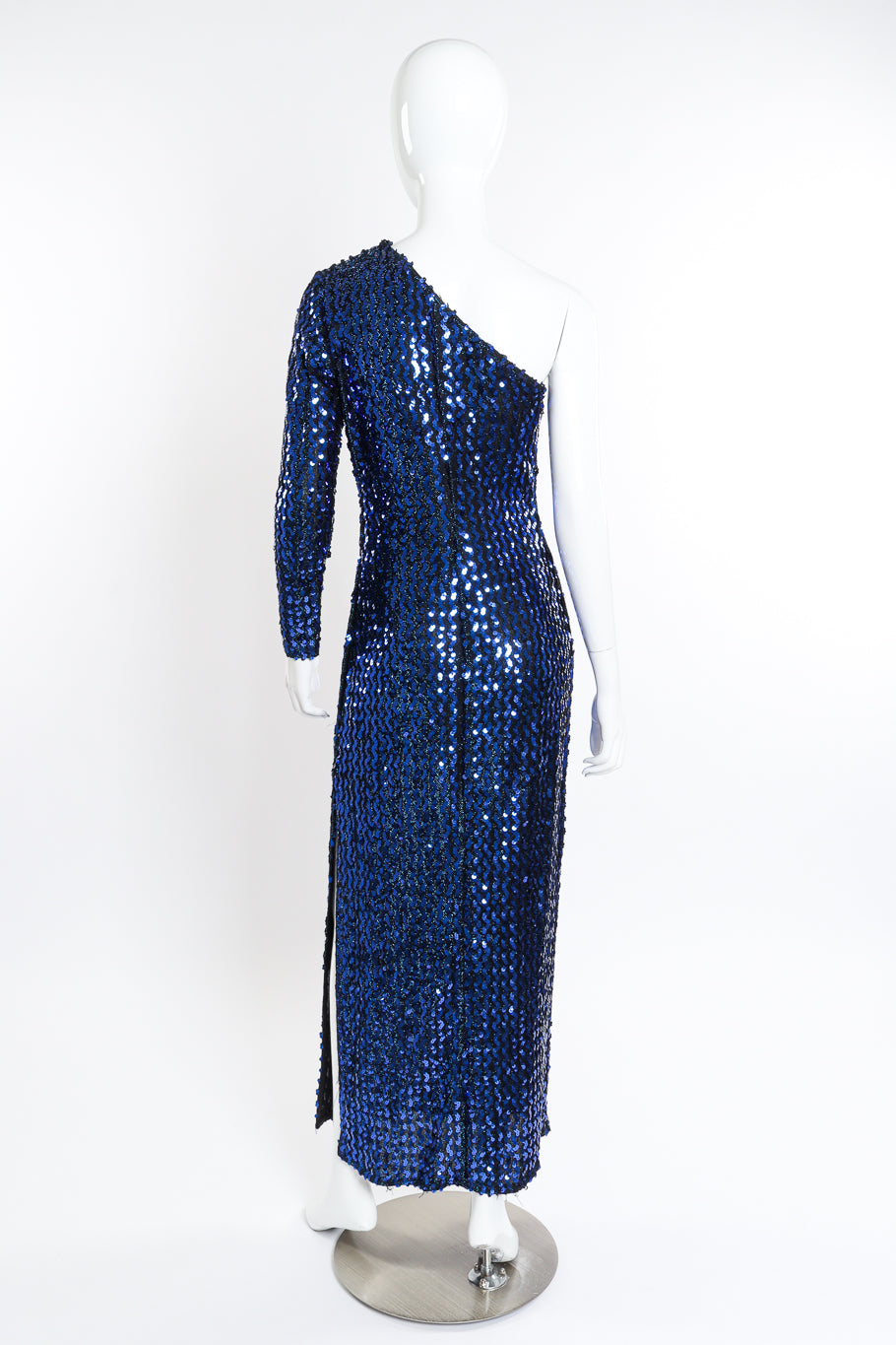 One-Shoulder Sequin Column Dress by Climax on mannequin back @recessla