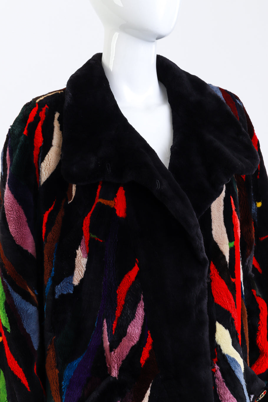 Vintage Rainbow Flames Fur Coat detail @RECESS LA