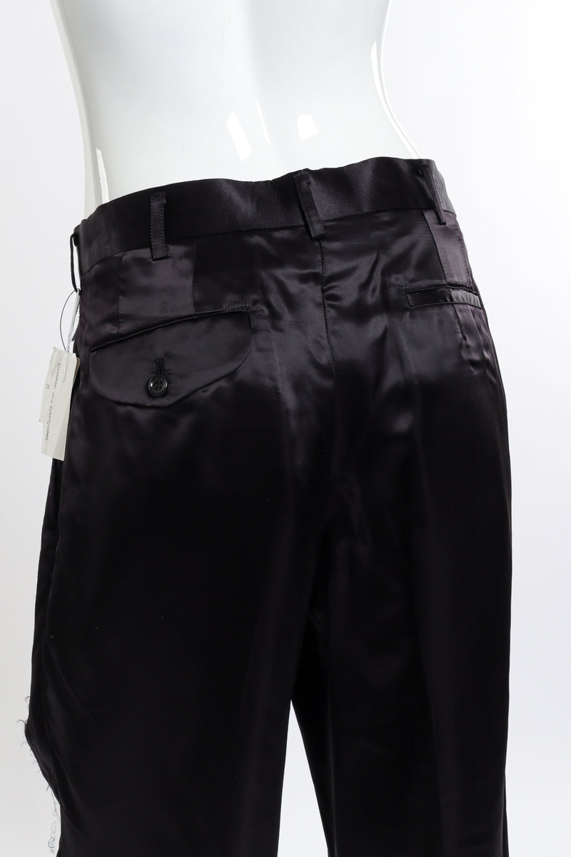 Comme des Garcons Split Leg Satin Pant back on mannequin closeup @recess la