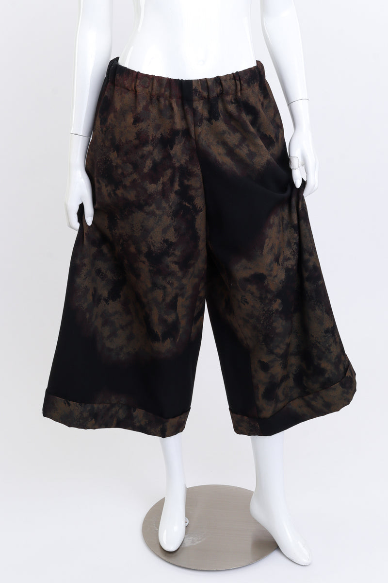 Comme des Garcons Painted Wool Culottes front on mannequin legs extended @recess la