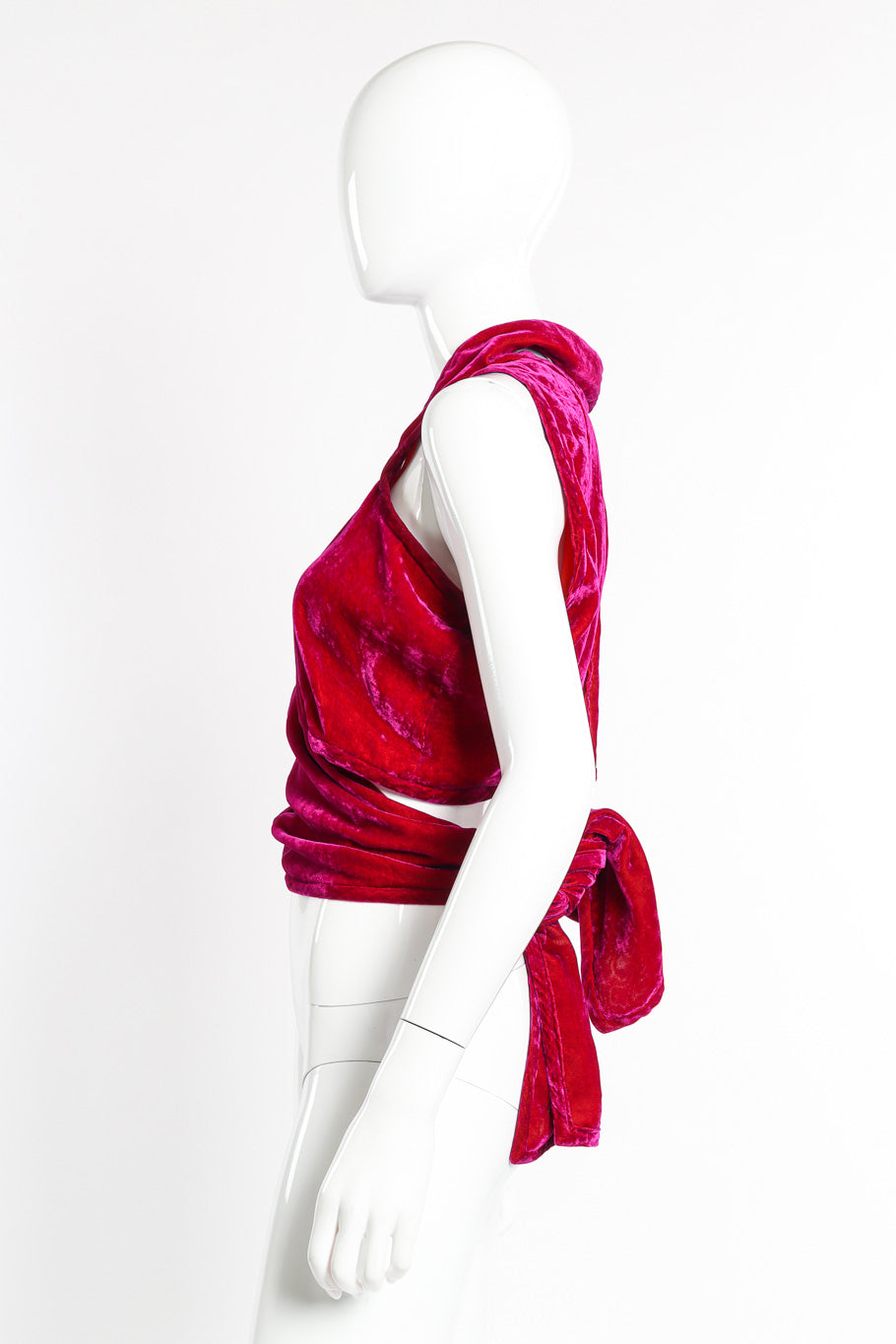 Comme des Garcons Velvet Wrap Top side on mannequin @recessla