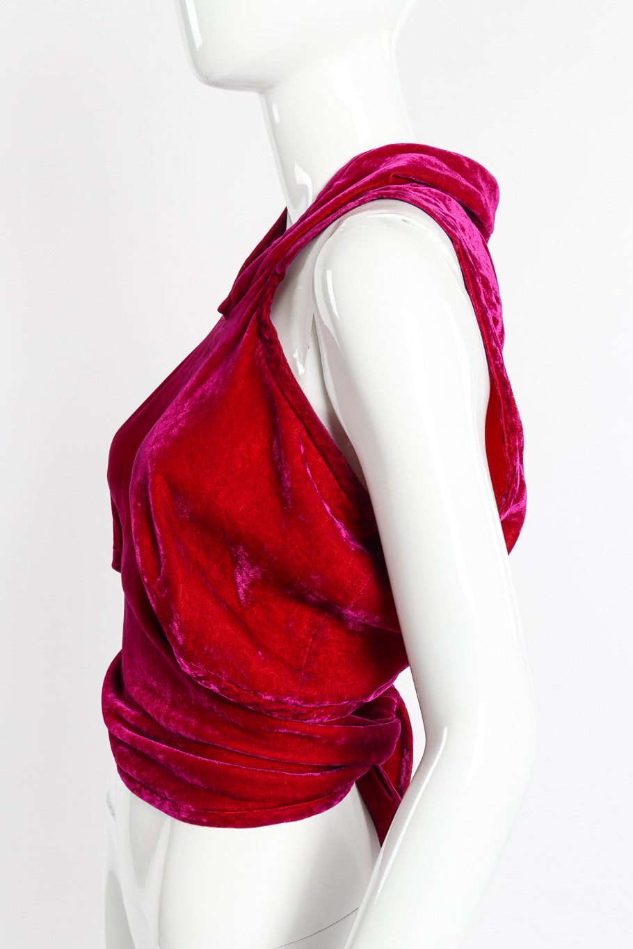 Comme des Garcons Velvet Wrap Top side on mannequin closeup @recessla