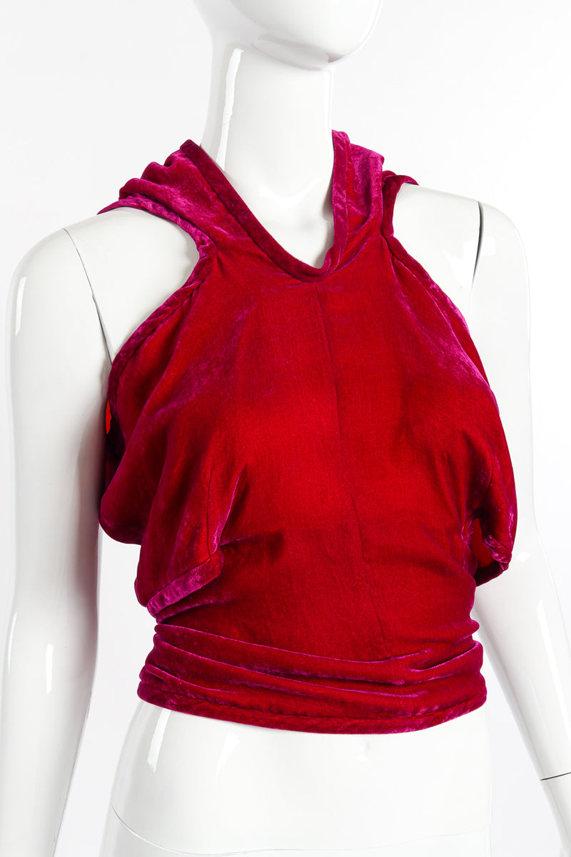 Comme des Garcons Velvet Wrap Top front on mannequin closeup @recessla