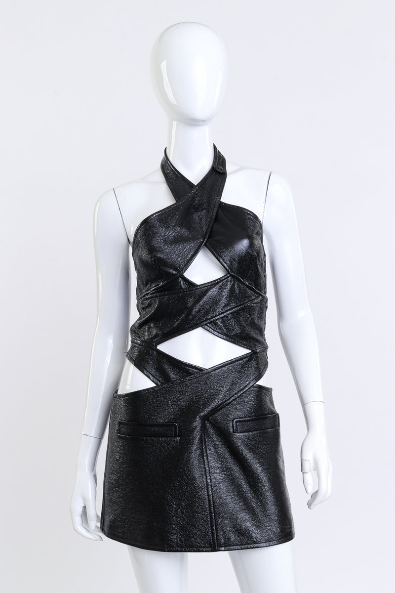 Courréges Criss Cross Vinyl Mini Dress front on mannequin @recess la