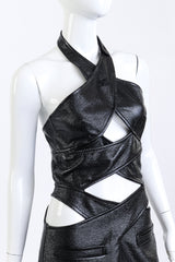 Courréges Criss Cross Vinyl Mini Dress front on mannequin closeup @recess la