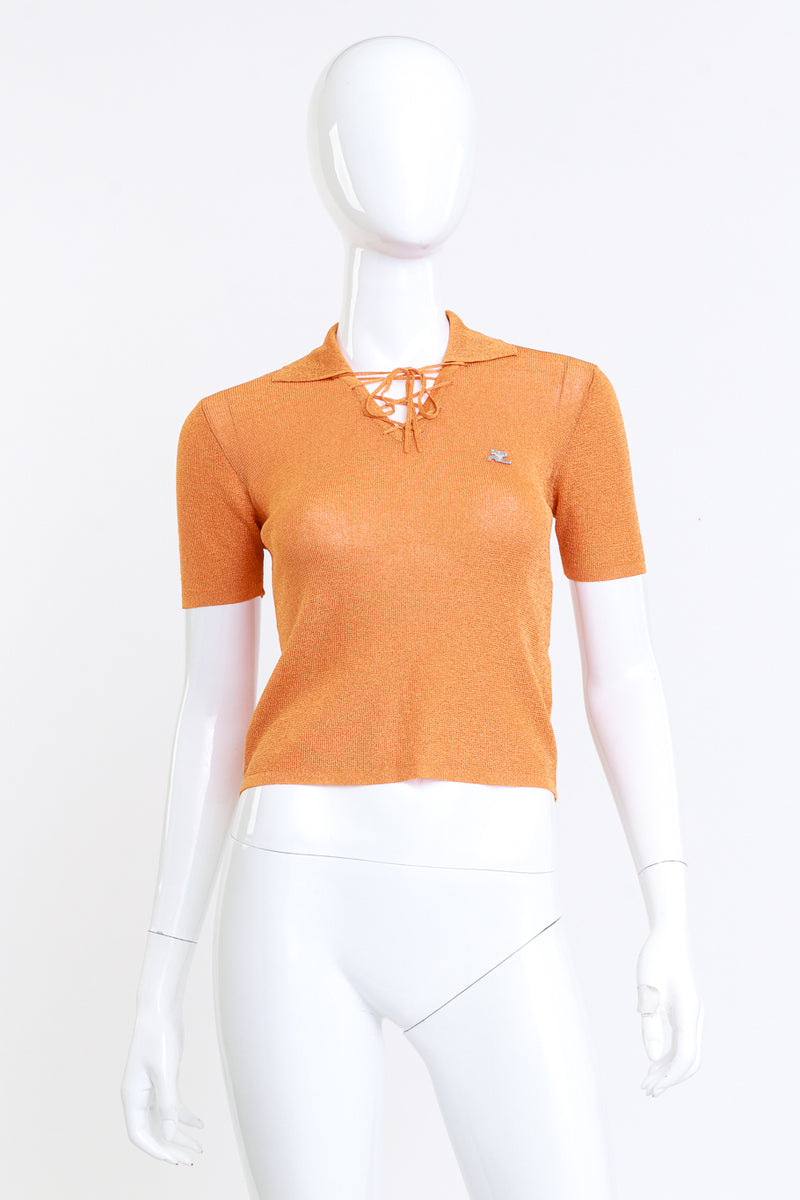 Courréges Lace Up Knit Polo Top front on mannequin @recess la