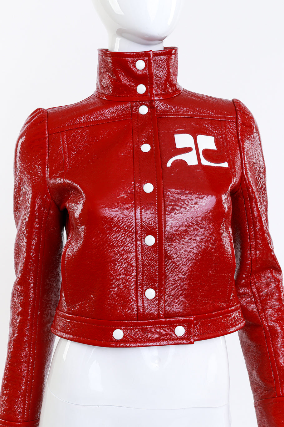 Courregès Berry Red Patent Leather Moto Jacket @RECESS LA