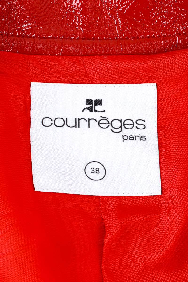 Courregès Berry Red Patent Leather Moto Jacket label @RECESS LA