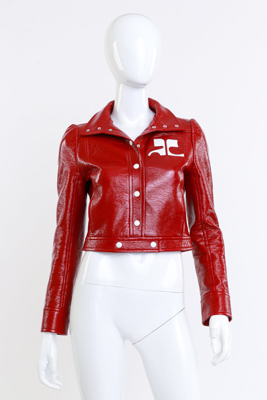 Courregès Berry Red Patent Leather Moto Jacket @RECESS LA