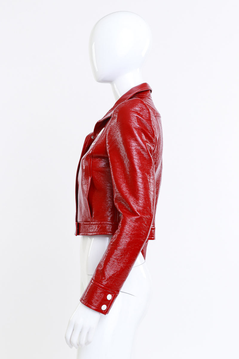 Courregès Berry Red Patent Leather Moto Jacket side @RECESS LA